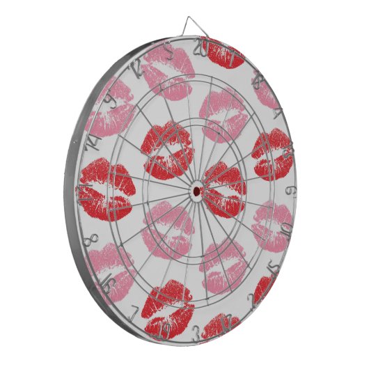 Rode en roze lippen, patroon van lippen, lippensti dartbord (Voorkant Links)