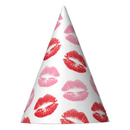 Rode en roze lippen, patroon van lippen, lippensti feesthoedjes