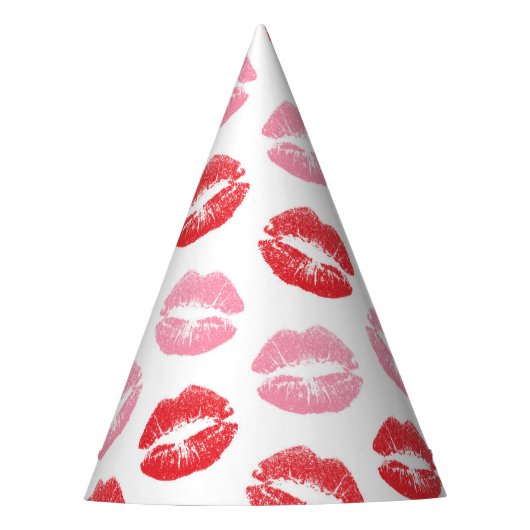 Rode en roze lippen, patroon van lippen, lippensti feesthoedjes (Voorkant)