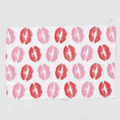 Rode en roze lippen, patroon van lippen, lippensti golfhanddoek (Horizontaal)