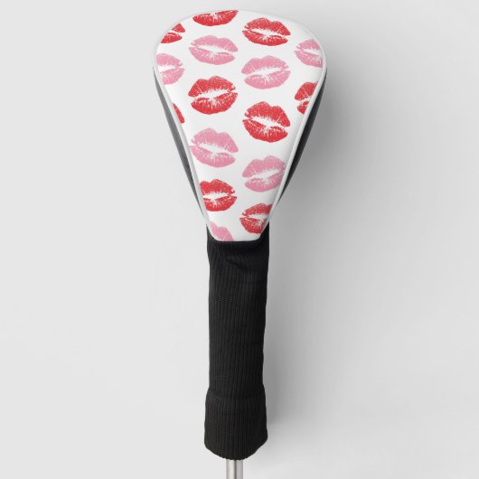 Rode en roze lippen, patroon van lippen, lippensti golfheadcover (Voorkant)