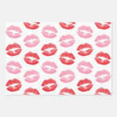 Rode en roze lippen, patroon van lippen, lippensti inpakpapier vel (Voorkant)