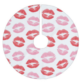 Rode en roze lippen, patroon van lippen, lippensti kerstboom rok