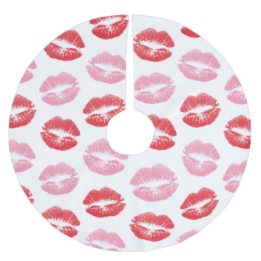 Rode en roze lippen, patroon van lippen, lippensti kerstboom rok (Voorkant)