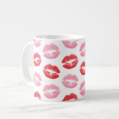 Rode en roze lippen, patroon van lippen, lippensti koffiemok (Voorkant links)