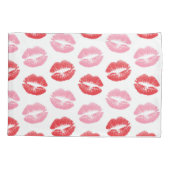 Rode en roze lippen, patroon van lippen, lippensti kussensloop (Achterkant)