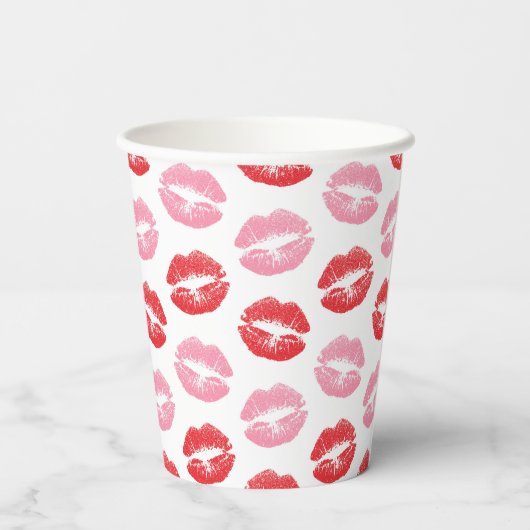 Rode en roze lippen, patroon van lippen, lippensti papieren bekers (Achterkant)