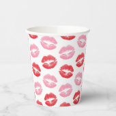 Rode en roze lippen, patroon van lippen, lippensti papieren bekers (Links)