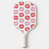 Rode en roze lippen, patroon van lippen, lippensti pickleball paddle (Achterkant)