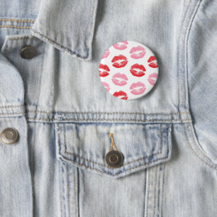 Rode en roze lippen, patroon van lippen, lippensti ronde button 5,7 cm