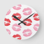 Rode en roze lippen, patroon van lippen, lippensti ronde klok (Voorkant)