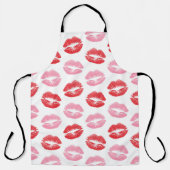 Rode en roze lippen, patroon van lippen, lippensti schort (Voorkant)