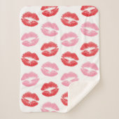 Rode en roze lippen, patroon van lippen, lippensti sherpa deken (Voorkant)