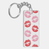 Rode en roze lippen, patroon van lippen, lippensti sleutelhanger (Voorkant Links)