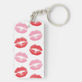 Rode en roze lippen, patroon van lippen, lippensti sleutelhanger (achterkant)