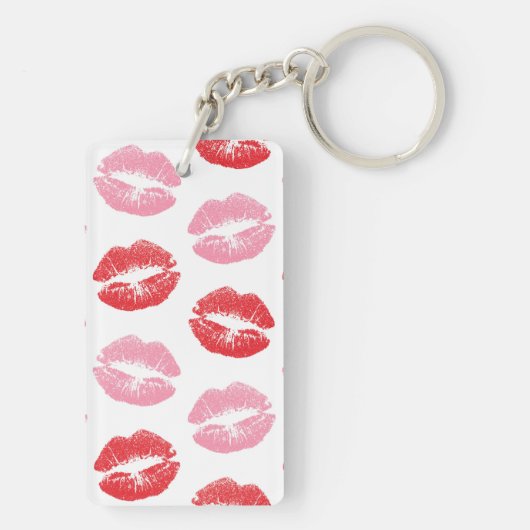 Rode en roze lippen, patroon van lippen, lippensti sleutelhanger (achterkant)