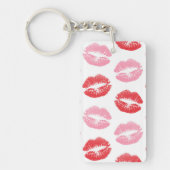 Rode en roze lippen, patroon van lippen, lippensti sleutelhanger (Voorkant)