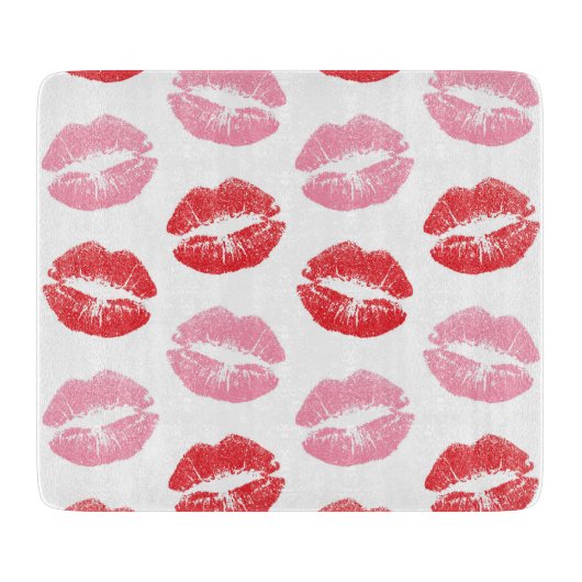 Rode en roze lippen, patroon van lippen, lippensti snijplank (Voorkant)