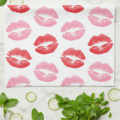 Rode en roze lippen, patroon van lippen, lippensti theedoek (Gevouwen)