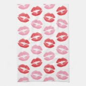 Rode en roze lippen, patroon van lippen, lippensti theedoek (Verticaal)