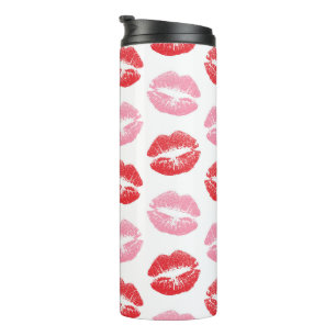 Rode en roze lippen, patroon van lippen, lippensti thermosbeker