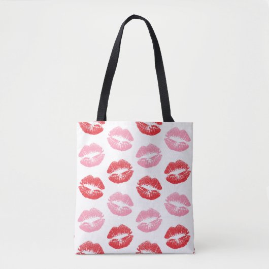 Rode en roze lippen, patroon van lippen, lippensti tote bag (Voorkant)