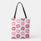 Rode en roze lippen, patroon van lippen, lippensti tote bag (Achterkant)