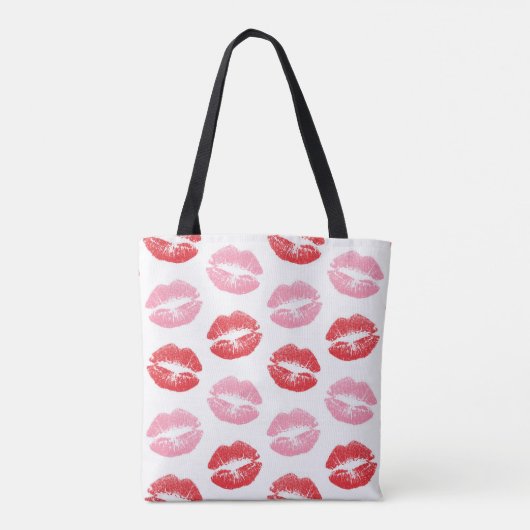 Rode en roze lippen, patroon van lippen, lippensti tote bag (Achterkant)