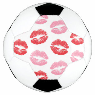 Rode en roze lippen, patroon van lippen, lippensti voetbal