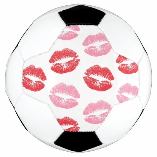 Rode en roze lippen, patroon van lippen, lippensti voetbal (Voorkant)