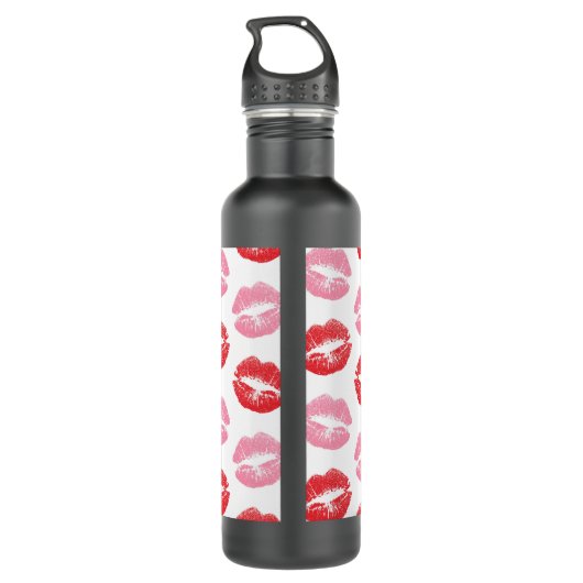 Rode en roze lippen, patroon van lippen, lippensti waterfles (Achterkant)