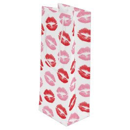 Rode en roze lippen, patroon van lippen, lippensti wijn cadeautas