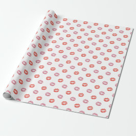 Rode en Roze Lippenstift Kusjes Cadeaupapier