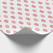 Rode en Roze Lippenstift Kusjes Cadeaupapier (Hoek)