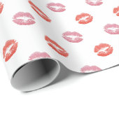 Rode en Roze Lippenstift Kusjes Cadeaupapier (Rol Hoek)