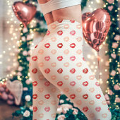 Rode en roze lipstick kus print leggings