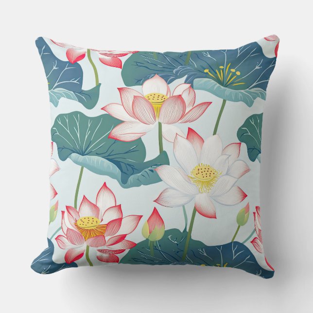 Rode en roze lotus kussen (Voorkant)