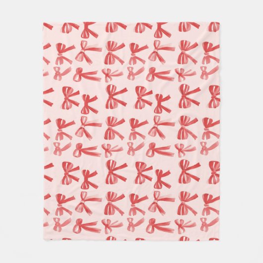 Rode en roze meisjesbogen fleece deken (Voorkant)