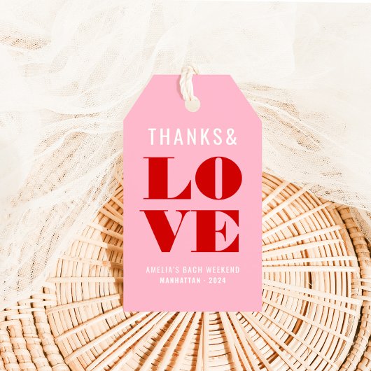 Rode en Roze Meisjesuitje Weekend Cadeaulabel