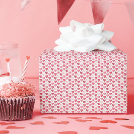 Rode en Roze Mini Waterverf Hartjes Cadeaupapier