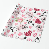 Rode en roze oren cadeaupapier (Uitgerold)