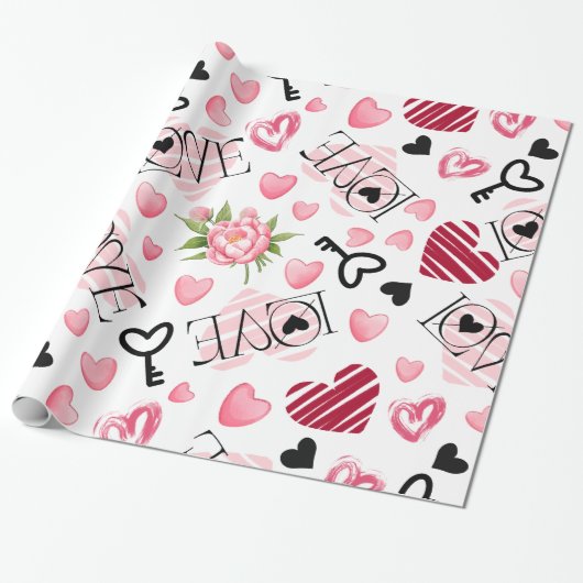 Rode en roze oren cadeaupapier (Uitgerold)