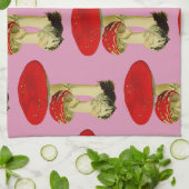 Rode en roze  paddenstoelen theedoek (Gevouwen)