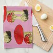 Rode en roze  paddenstoelen theedoek (Quarter Fold)