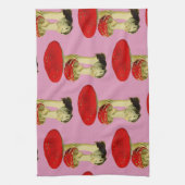 Rode en roze  paddenstoelen theedoek (Verticaal)
