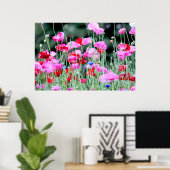 Rode en roze papaver poster (Thuiskantoor)