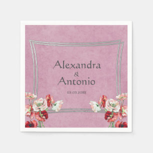 Rode en roze papaver servet