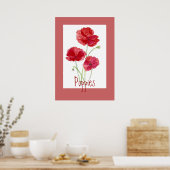 Rode en roze papavers, tuin, bloemen poster (Keuken)