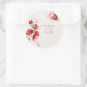 Rode en Roze Papieren Rozen  Ronde Sticker (Tas)