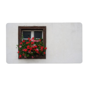 Rode en roze pelargonium etiket